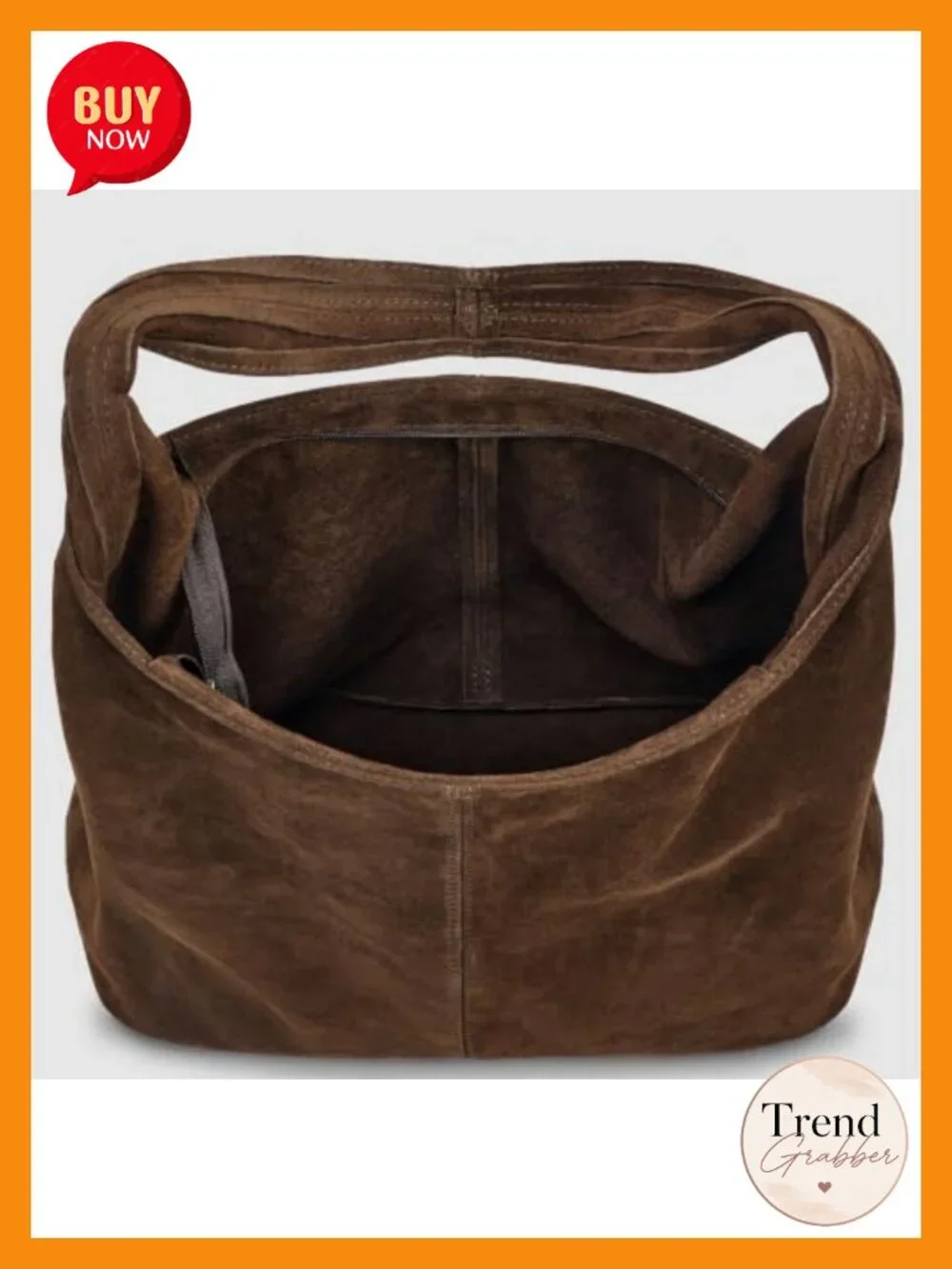 Large Slouchy Suede Hobo Bag with Zipper Shoulder Strap